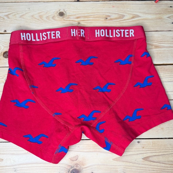 Hollister Red Boxer Briefs with Blue Seagull Pattern Sz S - Picture 3 of 4